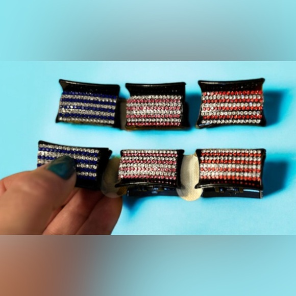 Six Mini SquareRhinestone Hairclips - Picture 3 of 3